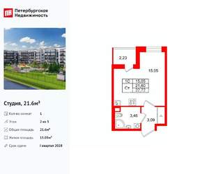 Студия квартира, вторичка, 22м2, 2/5 этаж