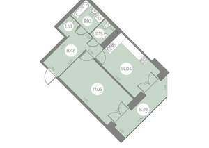 1-к квартира, вторичка, 50м2, 6/18 этаж