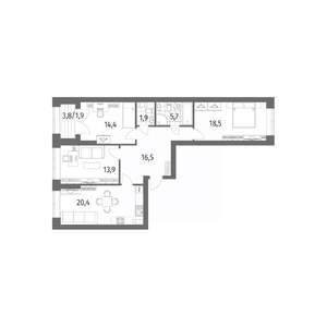 3-к квартира, вторичка, 93м2, 12/13 этаж