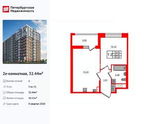 1-к квартира, вторичка, 32м2, 5/11 этаж