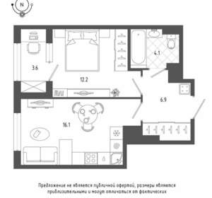 1-к квартира, вторичка, 41м2, 18/19 этаж