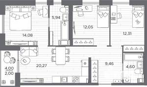3-к квартира, вторичка, 81м2, 18/25 этаж