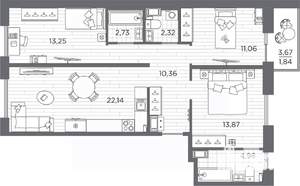 3-к квартира, вторичка, 83м2, 5/7 этаж