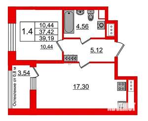 1-к квартира, вторичка, 37м2, 6/9 этаж