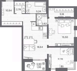 2-к квартира, вторичка, 75м2, 1/25 этаж
