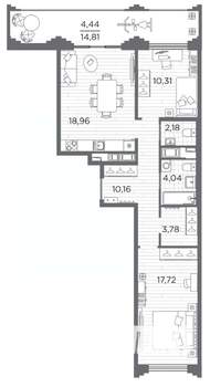 2-к квартира, вторичка, 72м2, 12/12 этаж