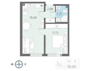 1-к квартира, вторичка, 37м2, 14/23 этаж