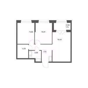 2-к квартира, вторичка, 54м2, 10/24 этаж