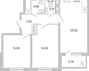 2-к квартира, вторичка, 63м2, 3/5 этаж