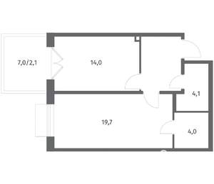 1-к квартира, вторичка, 51м2, 1/8 этаж