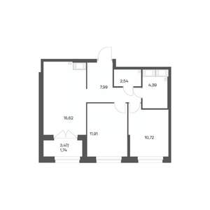 2-к квартира, вторичка, 56м2, 17/24 этаж