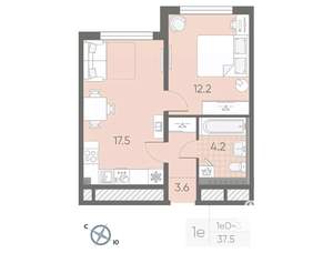 1-к квартира, вторичка, 38м2, 2/4 этаж