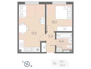 1-к квартира, вторичка, 35м2, 2/4 этаж