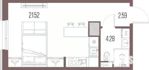 Студия квартира, строящийся дом, 28м2, 5/10 этаж