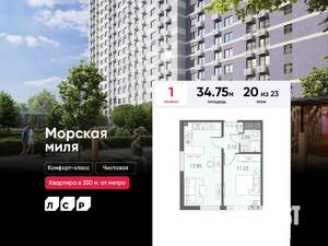 1-к квартира, вторичка, 35м2, 20/23 этаж
