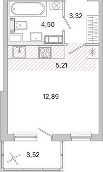 Студия квартира, вторичка, 27м2, 3/5 этаж