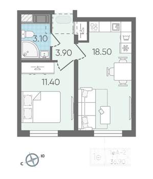 1-к квартира, вторичка, 37м2, 10/25 этаж