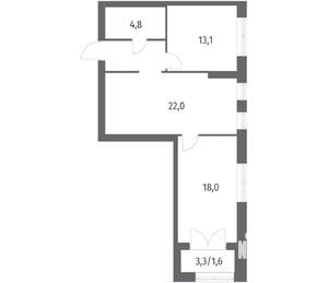 2-к квартира, вторичка, 65м2, 2/11 этаж