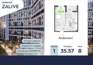 1-к квартира, вторичка, 36м2, 8/13 этаж