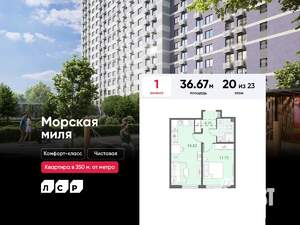 1-к квартира, вторичка, 37м2, 20/23 этаж