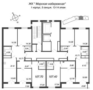 4-к квартира, вторичка, 108м2, 14/14 этаж