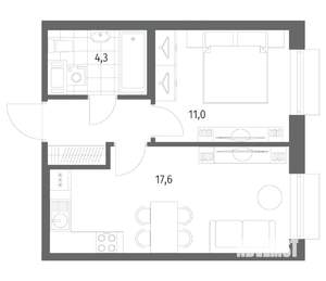 1-к квартира, вторичка, 37м2, 9/12 этаж