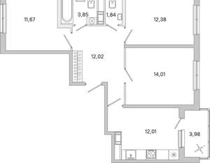 3-к квартира, вторичка, 70м2, 5/5 этаж