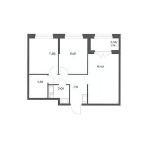 2-к квартира, вторичка, 54м2, 3/24 этаж