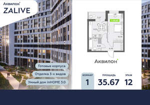 1-к квартира, вторичка, 36м2, 12/13 этаж