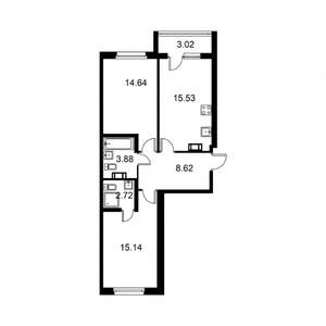2-к квартира, строящийся дом, 62м2, 4/9 этаж