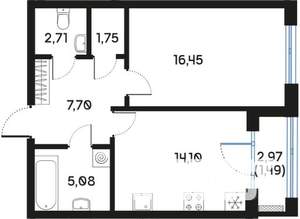 1-к квартира, вторичка, 49м2, 2/9 этаж