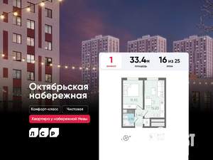 1-к квартира, вторичка, 33м2, 16/25 этаж