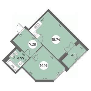 1-к квартира, вторичка, 47м2, 6/24 этаж