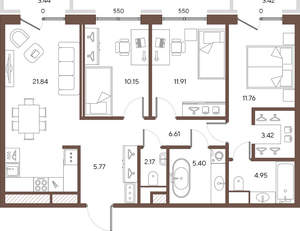 3-к квартира, вторичка, 85м2, 7/9 этаж