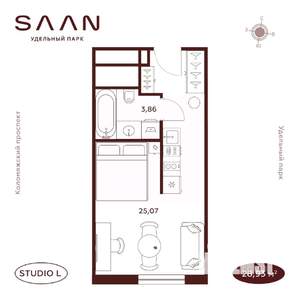 Студия квартира, вторичка, 29м2, 18/23 этаж