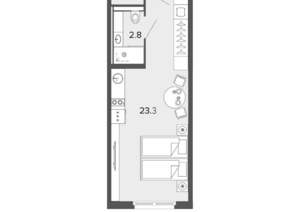 Студия квартира, вторичка, 26м2, 5/13 этаж