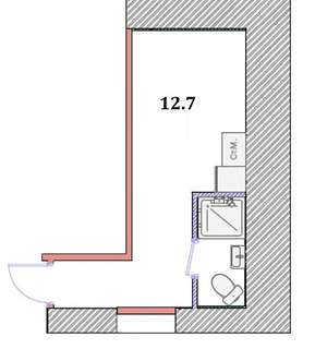 Студия квартира, вторичка, 13м2, 1/5 этаж