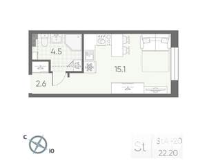 Студия квартира, вторичка, 22м2, 2/4 этаж