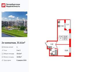 1-к квартира, вторичка, 36м2, 2/5 этаж
