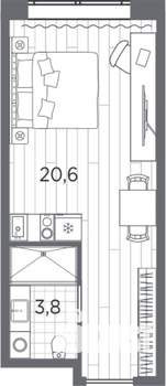 Студия квартира, строящийся дом, 24м2, 4/13 этаж
