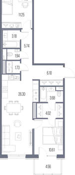 2-к квартира, строящийся дом, 75м2, 8/10 этаж