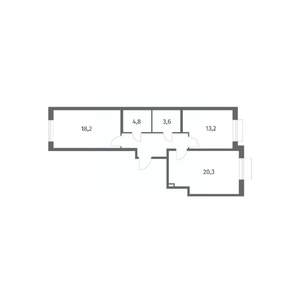 2-к квартира, вторичка, 68м2, 6/8 этаж
