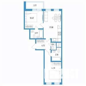 2-к квартира, вторичка, 57м2, 12/12 этаж