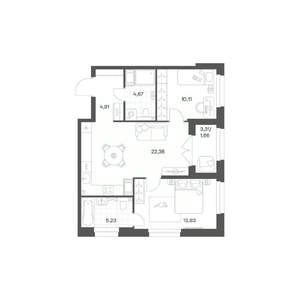 2-к квартира, вторичка, 63м2, 8/24 этаж