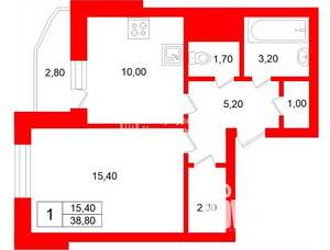 1-к квартира, вторичка, 39м2, 22/28 этаж