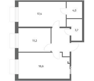 2-к квартира, вторичка, 62м2, 6/8 этаж