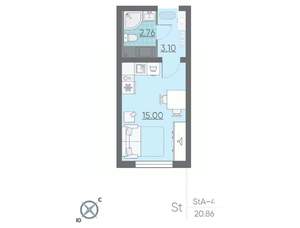 Студия квартира, вторичка, 21м2, 18/21 этаж