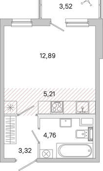 Студия квартира, вторичка, 27м2, 1/5 этаж