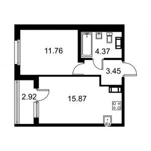 1-к квартира, строящийся дом, 37м2, 3/9 этаж