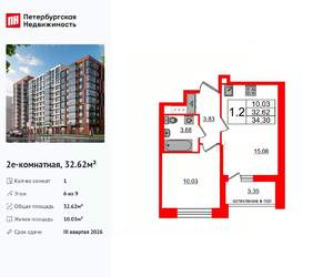 1-к квартира, вторичка, 33м2, 6/9 этаж
